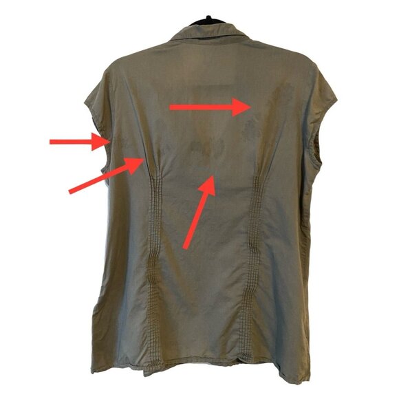 Mimi Maternity women Large Blouse Top Green‎ V-neck Hidden Side Zipper Flawed - Picture 3 of 10